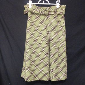 YIGUE, lined plaid skirt with matching belt, size 175/74A, BNWOT